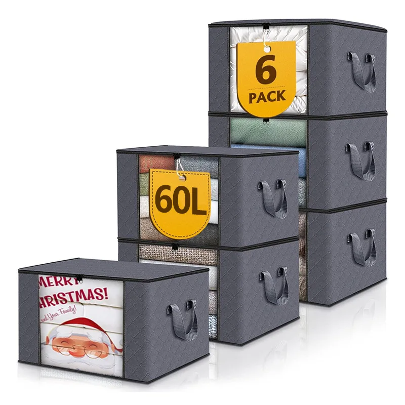 Hot Selling 6 Piece in 1 Foldable Canvas Storage Bags with Zipper for Clothes Storage  Wholesale Clothes Organizer Bag