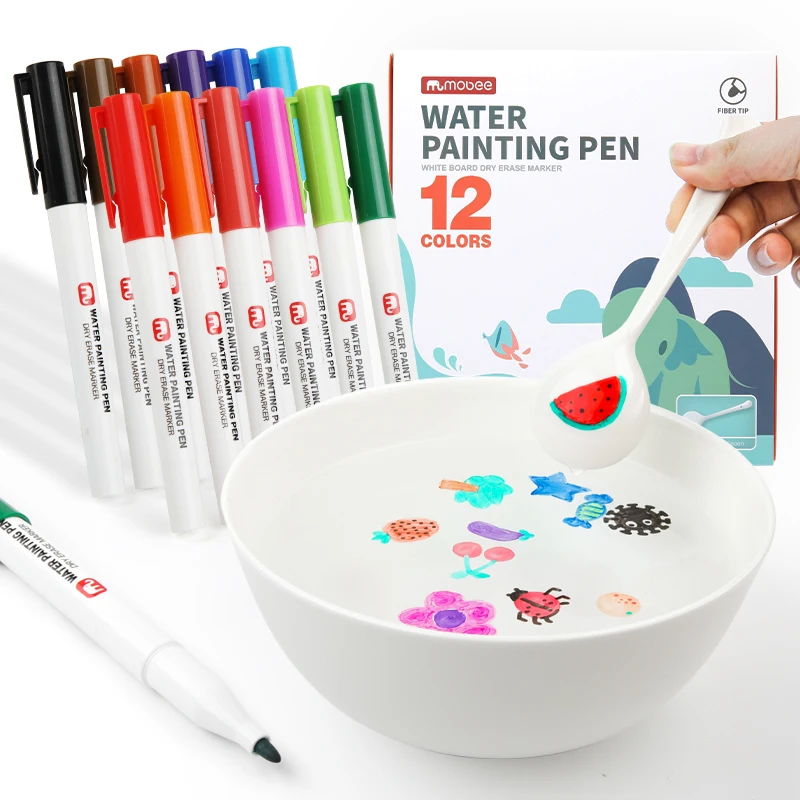 Mobee P-B03100 12 видов цветов Ручка для рисования водой Волшебная водяная плавающая ручка-каракули красочные маркеры для рисования Игрушки для раннего образования