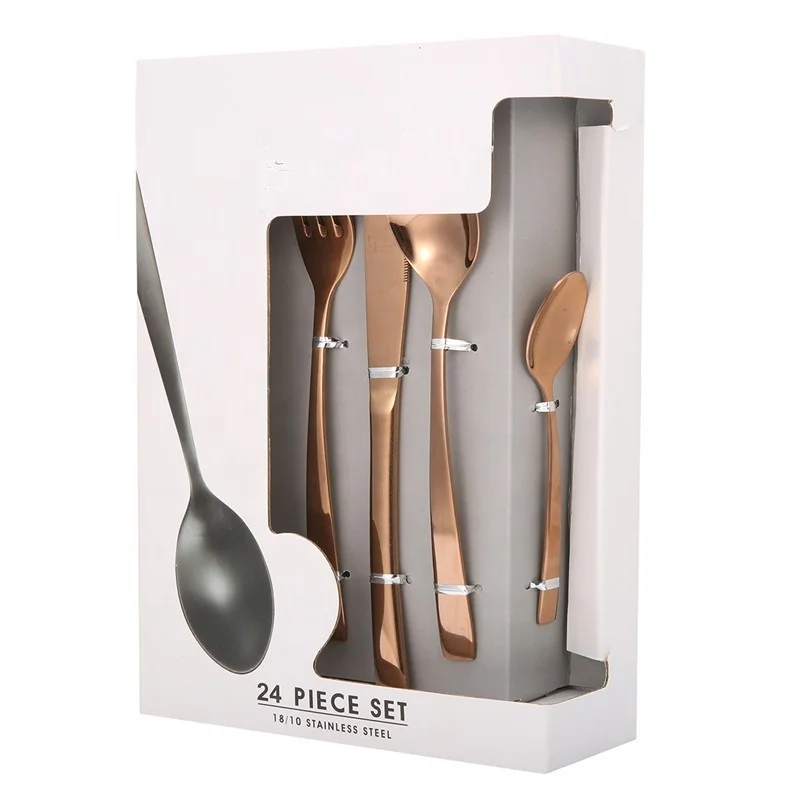 France Inox menagere rose gold couvert huishoudset stainless steel 18/10 cutlery set 24 Piece Tableware Dining Kit