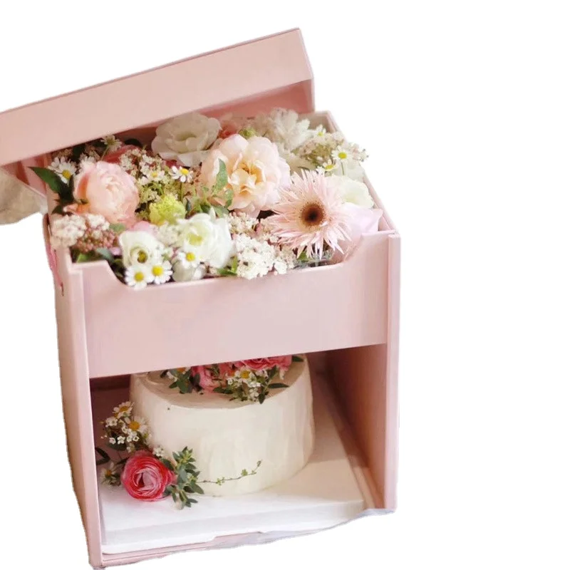 Factory direct sale double layer flower cake box beauty surprise gift box packaging