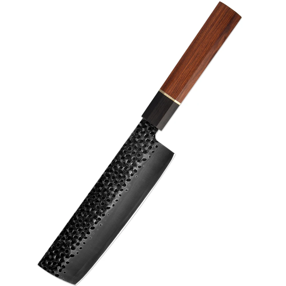 Japanese 9CR18MOV Clad Steel 7 Inch Kitchen Nakiri Cleaver Chef Cooking Santoku Knife