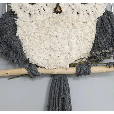 Boho Handmade Woven Macrame Owl Wall Hanging Tapestry Art Decor Office Bedroom Nursery Craft Decorations