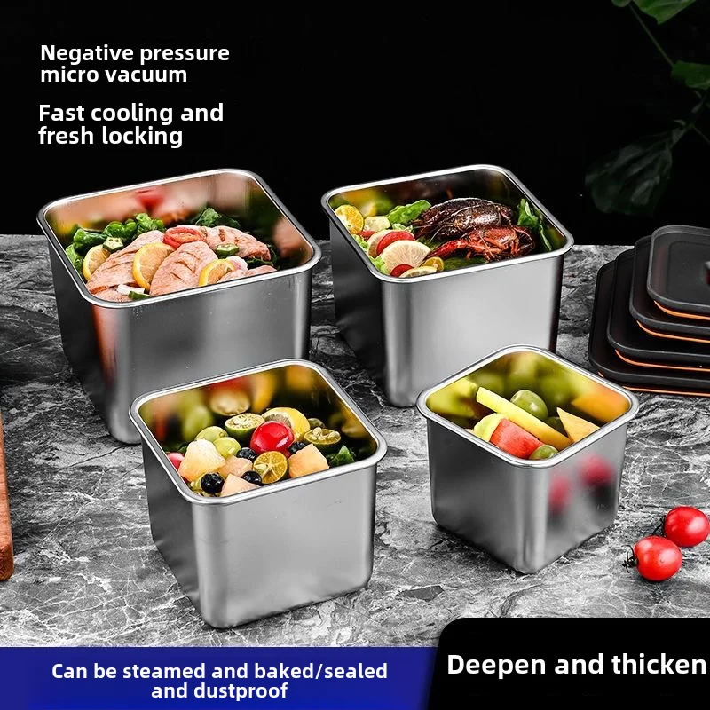 Portable commercial stainless steel seasoning tank kitchen supplies food storage seasoning storage container boxes with lids