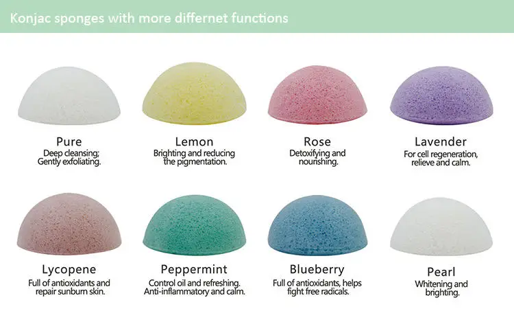 Hot Wholesale 100% Natural Konjac Facial Wash Cleaning Konjac Beauty Sponge with custom packaging