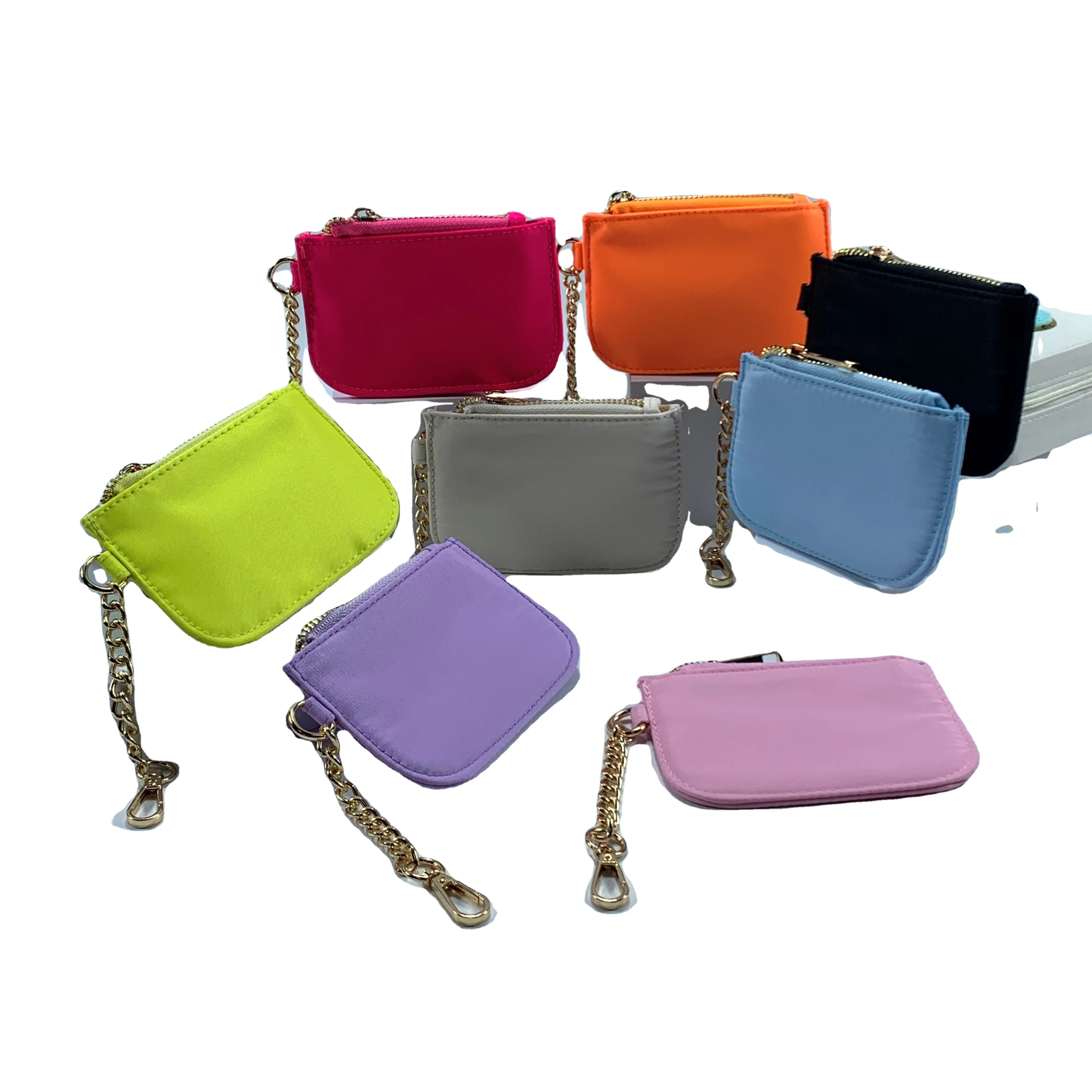 Factory Wholesale Nylon Wallet Key Chains Candy Colors Ladies Wallets and Purses Women Mini Coin Purse Wallet Key Chain
