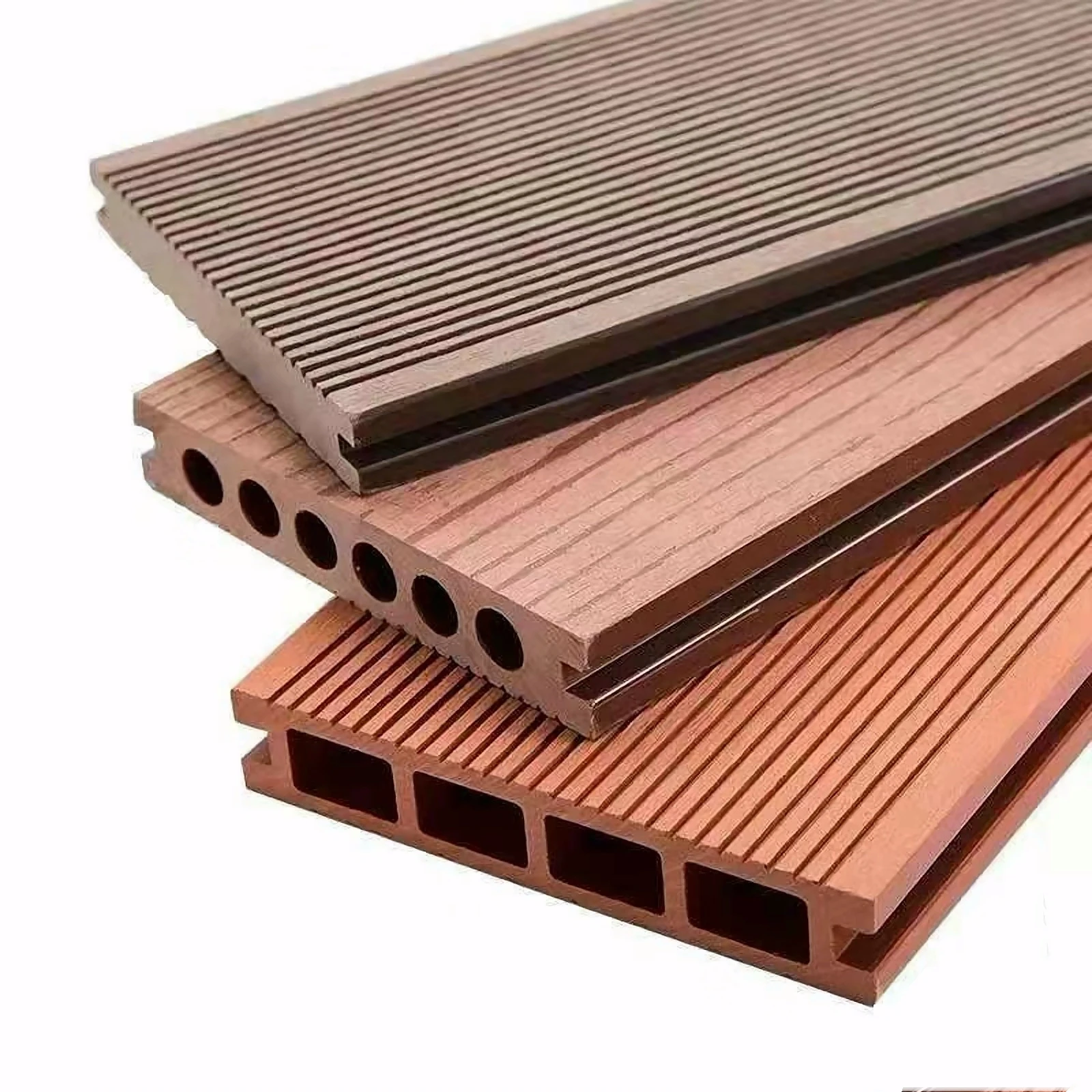 Outdoor wood-plastic composite 3D embossed flooring to decorate the garden floor