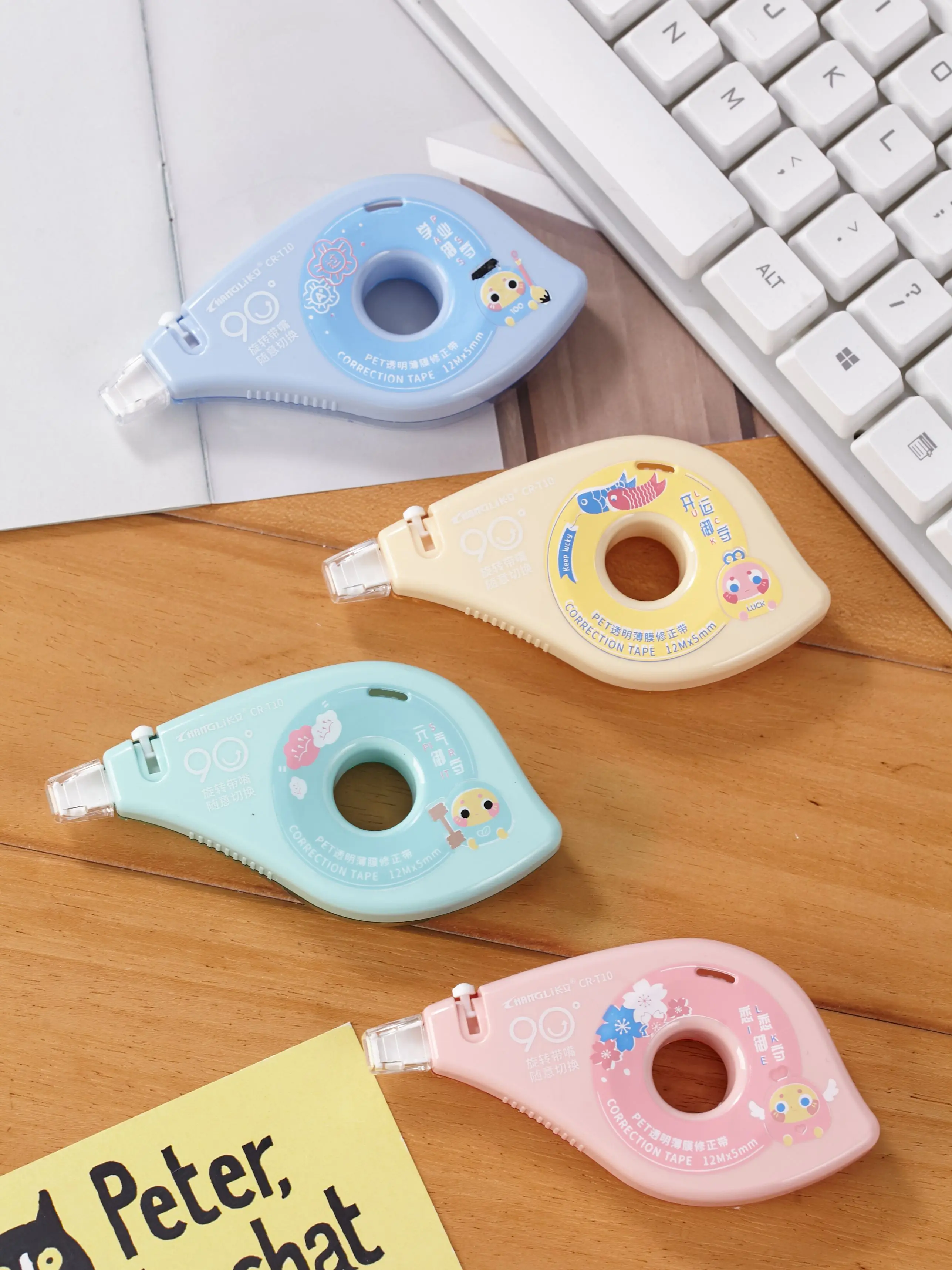 Wholesale  Transparent tape corrector  school  customized creative plastic colored pet correction tape