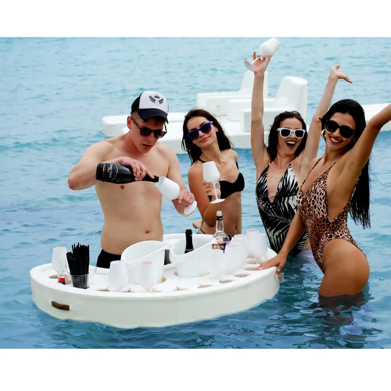 Leather Modern swimming pool table floating bar floating tray for hotel pool