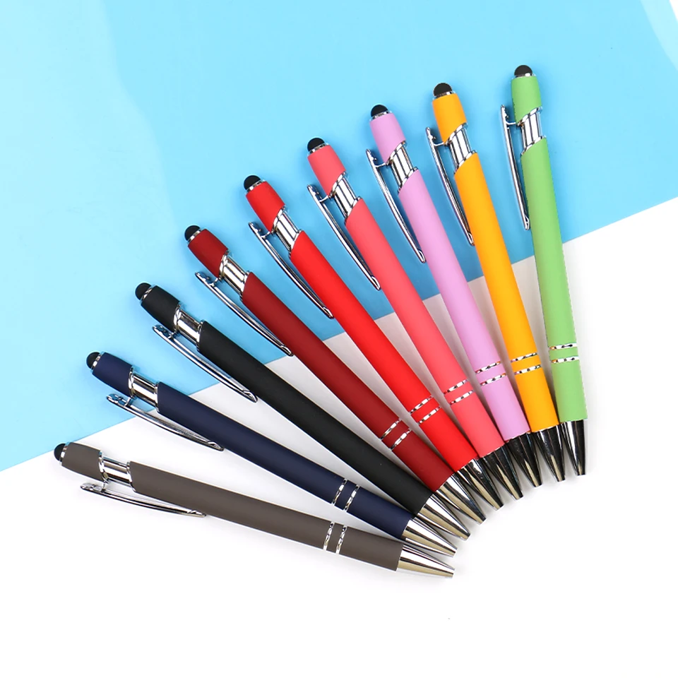 Wholesale Custom Promotional Gift Multifunction BallPen with Stylus Tip Soft Touch Screen Pen 2 In 1 Advertising Metal Pens