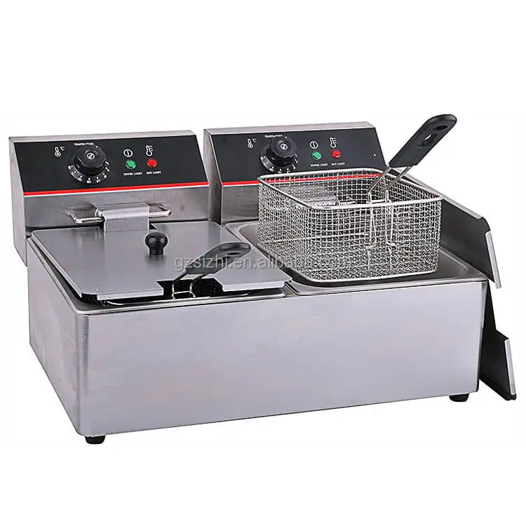 2-Tank 2-Basket Electric Fryer Steel Key Stainless Power Plate Electric Fryer