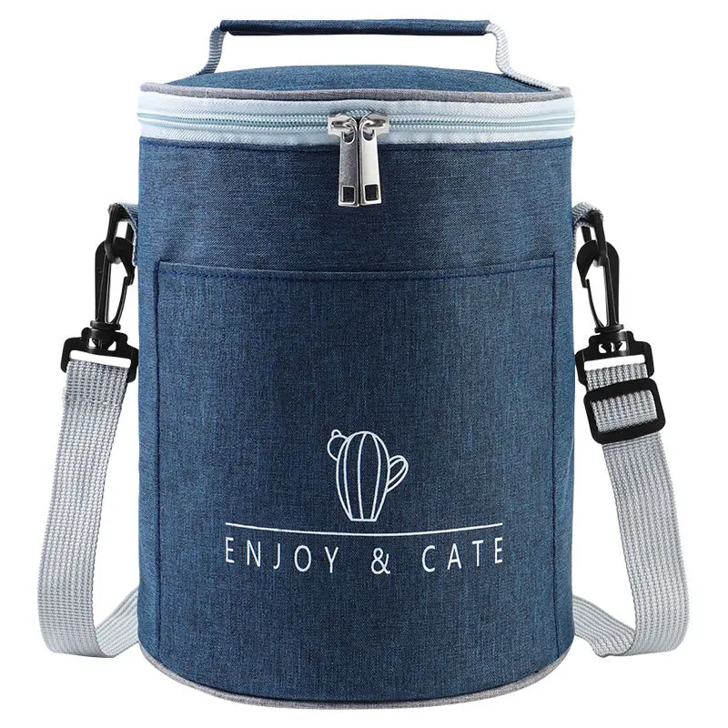 Hot Sale Portable Grey Insulated Aluminum Waterproof Food Ice Cooler Round Foil Kids For School Thermal Lunch Bag