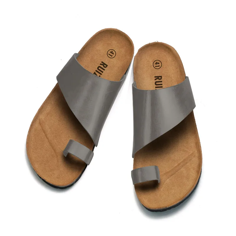 Шлепанцы унисекс с открытым носком модные туфли пробковой подошвой для мужчин и женщин