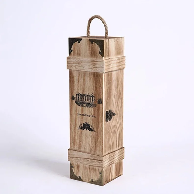 Personalized Natural Color Wooden Wine Gift Box Fashionable and Elegant Wedding Keepsake Gifts Wooden wine box