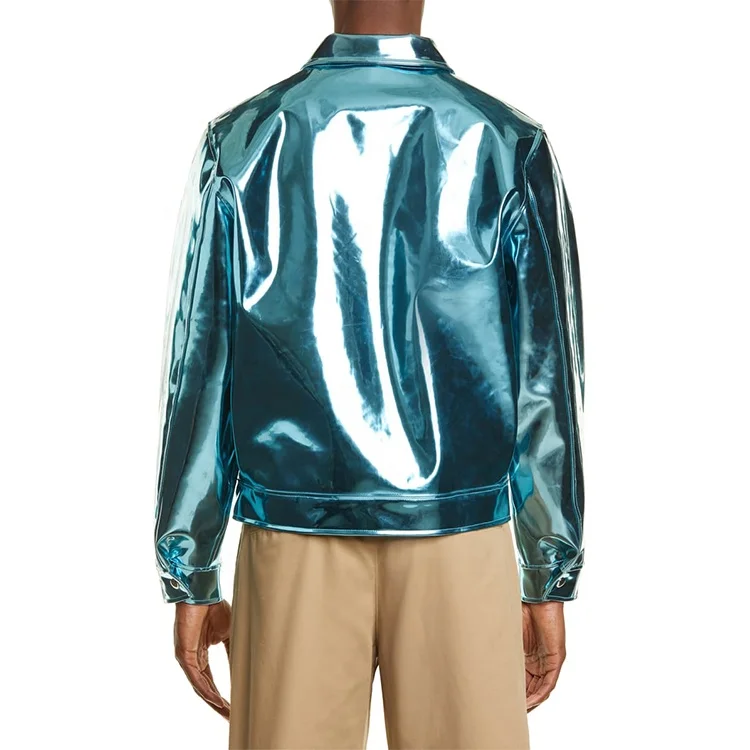 Горячая Распродажа oem мужская мода крутая водостойкая блестящая куртка-бомбер с воротником