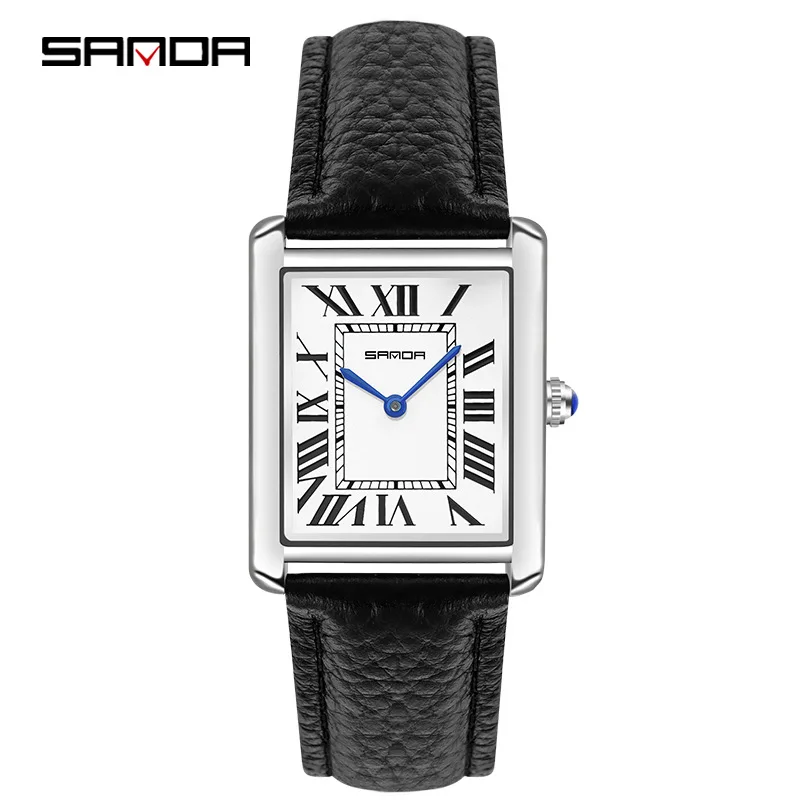 New OEM/ODM SANDA 1108M/9031L Classic Roman Scale Couple Quartz Watch Genuine Belt Quartz Watch for Men and Women