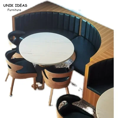 Furniture Sets Sofa Booth Seating Cafe Fast Food Design and Table Wholesale Restaurant Set
