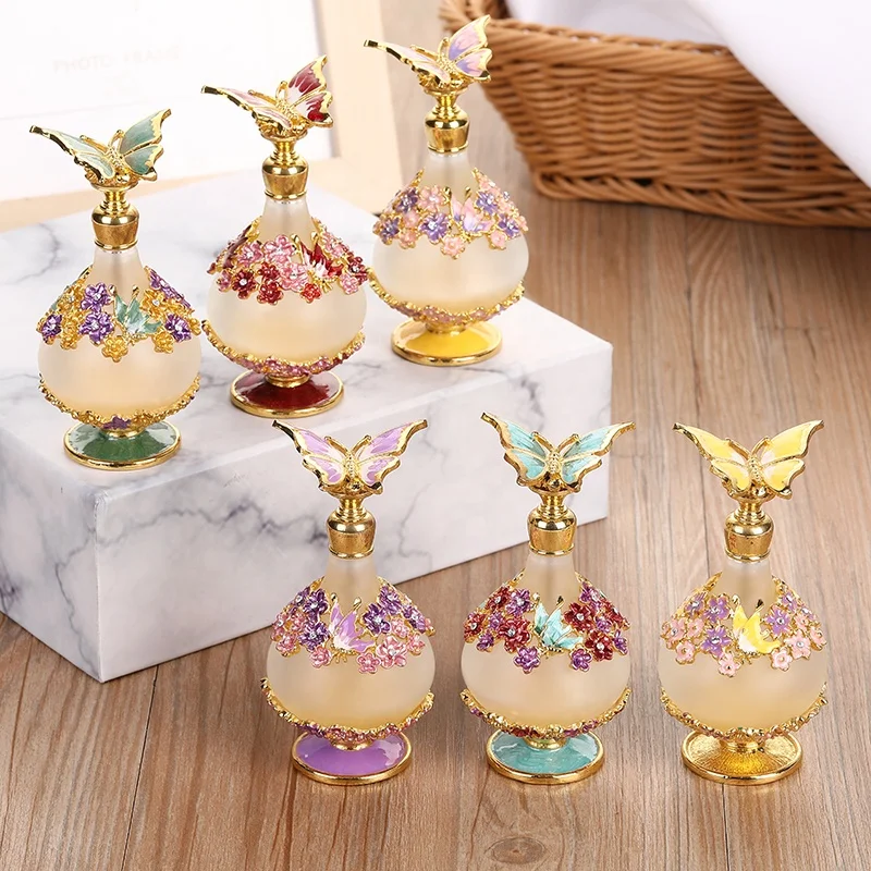 25ml Arabian Patented Perfume Bottles Metal Butterfly Dragonfly Essential 0il Glass Refillable Attar Bottle Factory Outlet70257G