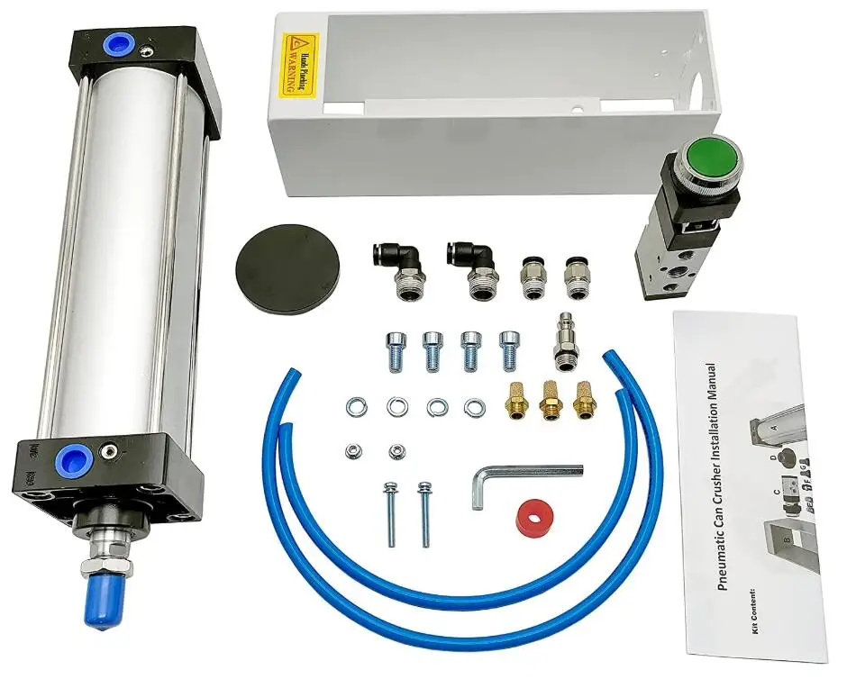 Heavy Duty Pneumatic Cylinder Soda Beer Can Crusher Eco-Friendly Recycling Tool (Countertop Button Valve) Aluminum Can Crusher