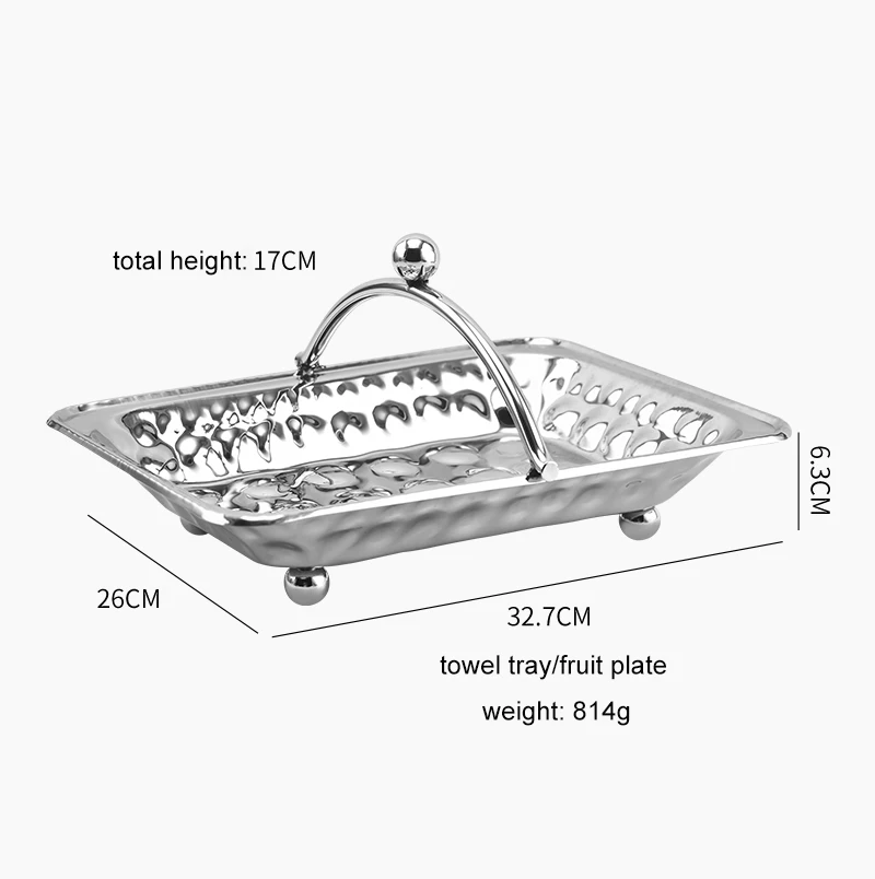 Nordic Decoration Kitchen Dinning Metal Hanging Mirror Polished Square Stainless Steel Serving Tray Fruit Tray