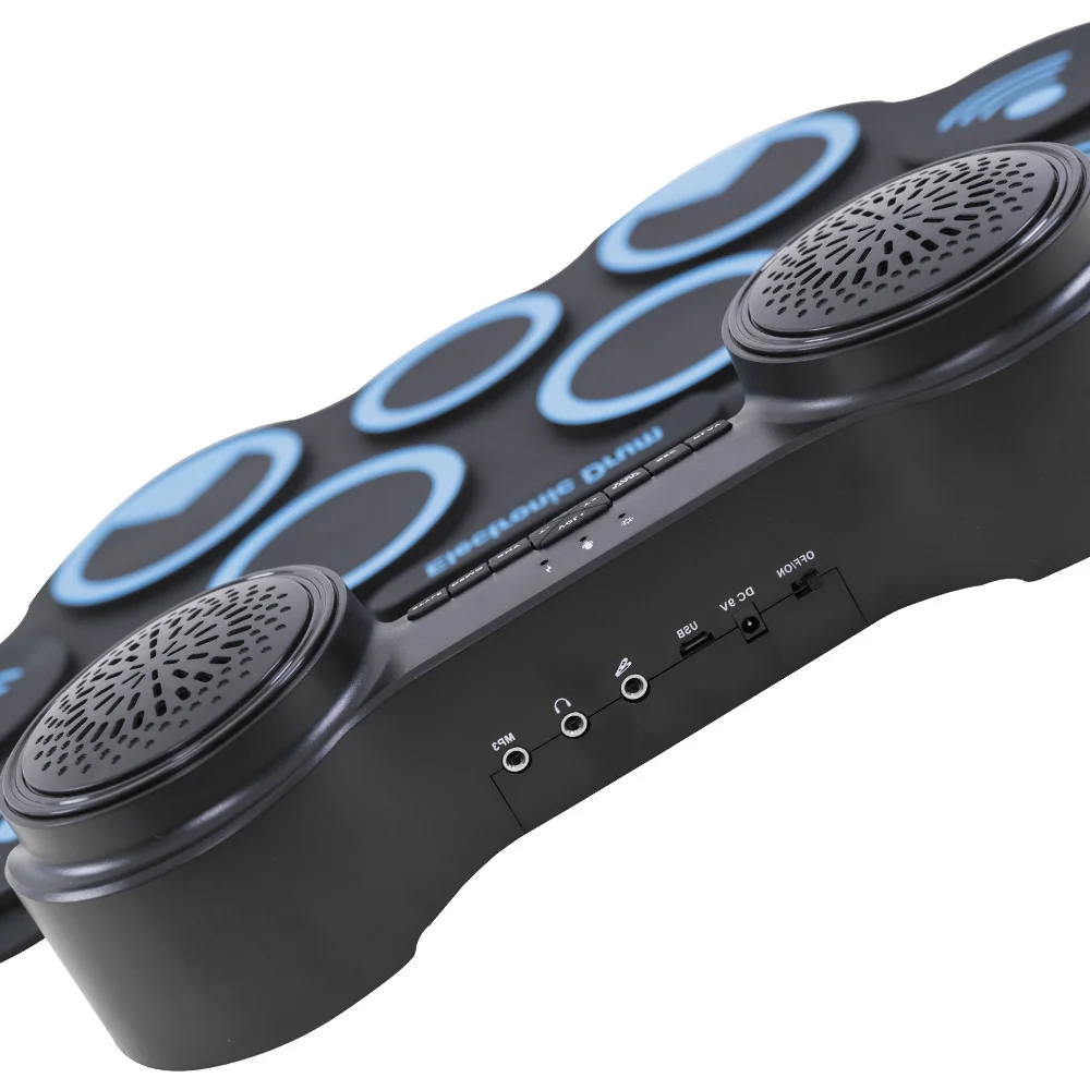 CN factory hot sell  Professional devil fish special silicon pad Two big speaker roll up drum kit digital drum set with battery