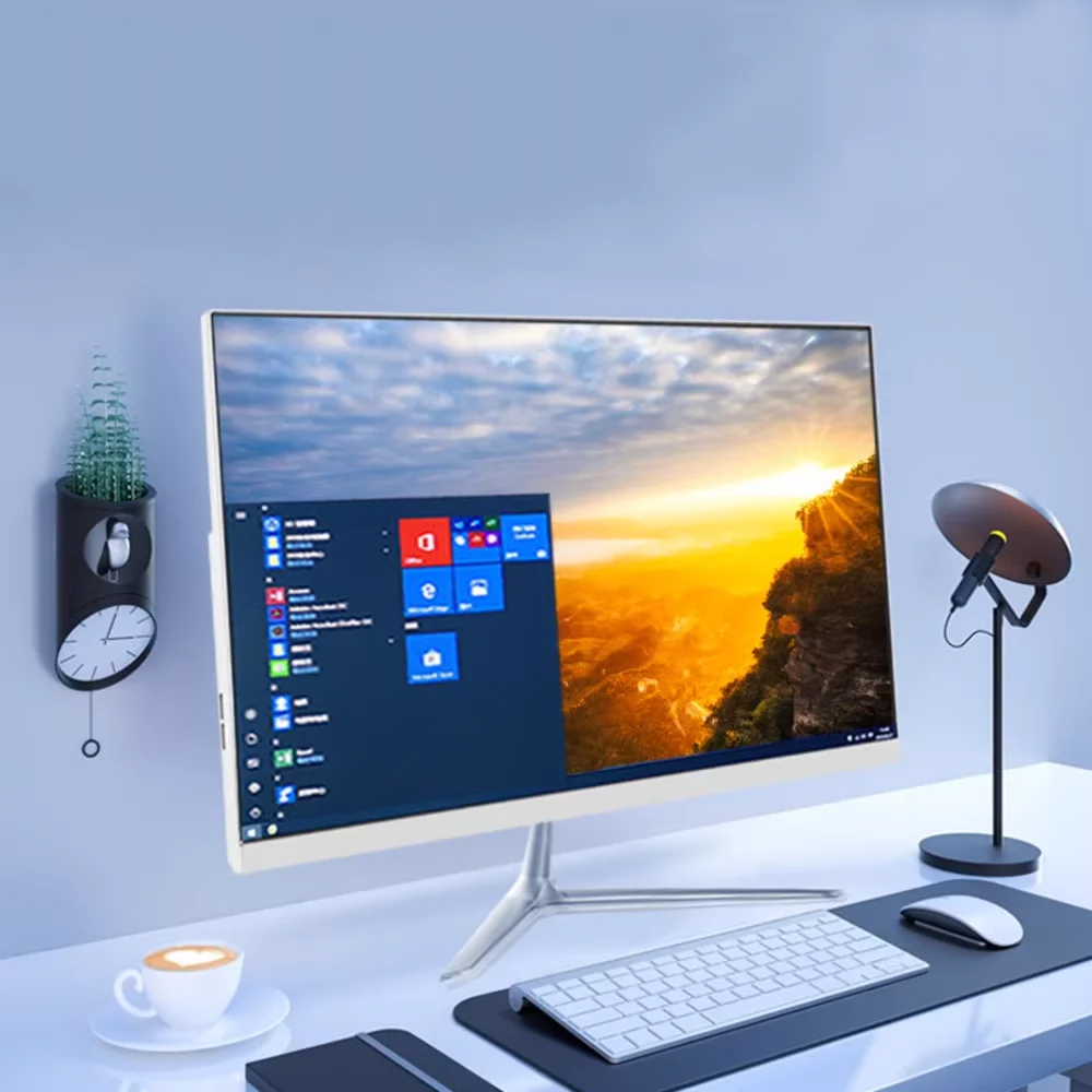 Factory OEM All-in-One Pc Monoblock Core i3 12100 24 Inch DDR4 8GB 512GB SSD All in One Desktop Computer PC with UPS Battery