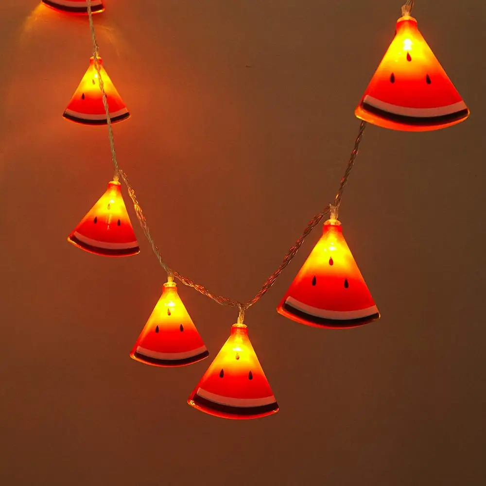 10 Count Tropical Fruit Shaped String Lights Set LED Watermelon Light String Summer Garden Party Decorative Light Hanging Home