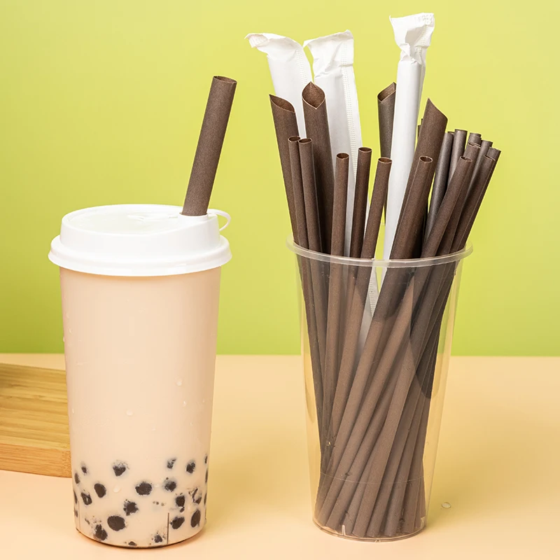 LOKYO food grade disposable straws compostable sharp end biodegradable drinking tea residue fiber straw