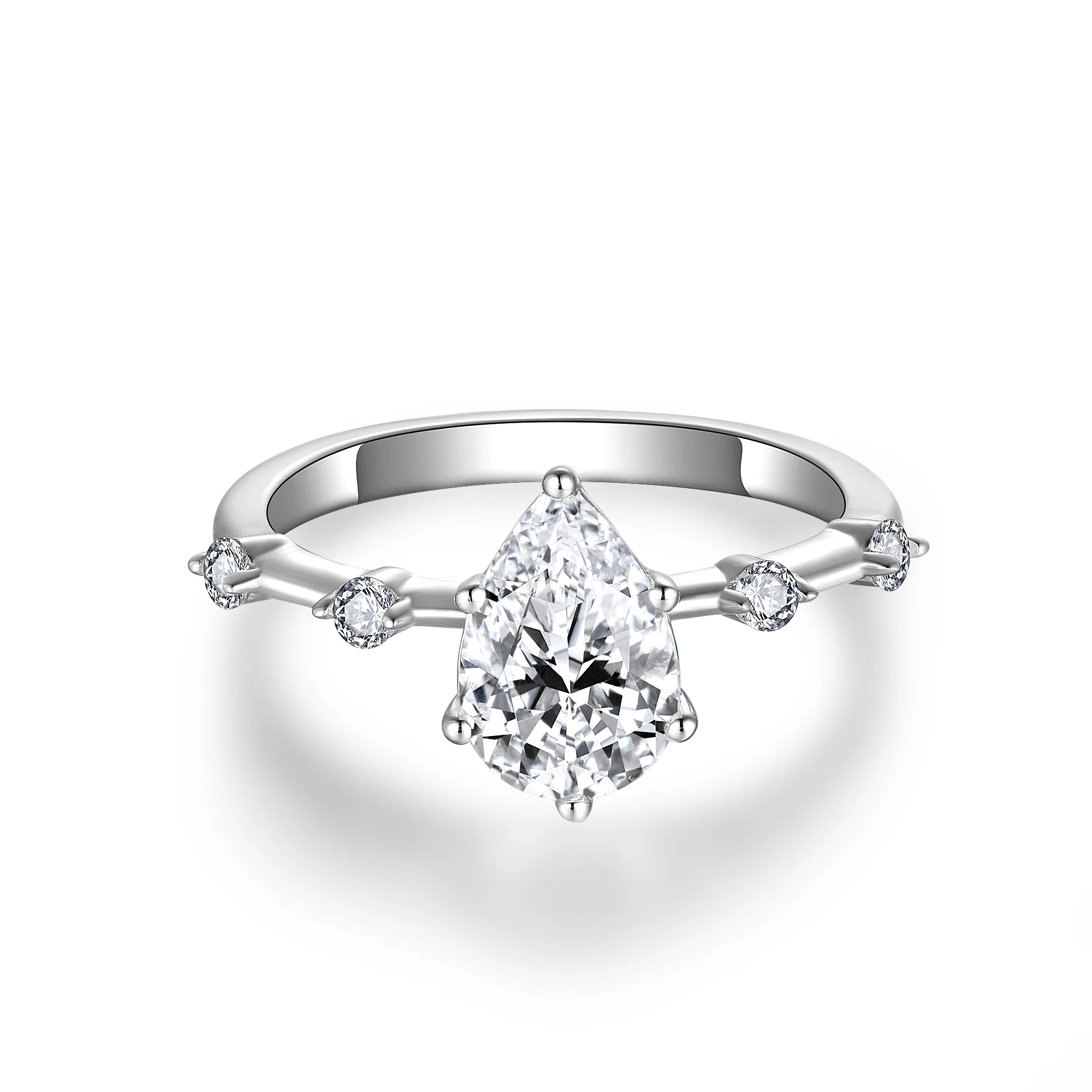 Ruizuan 1.5 Carats Water Drop Moissanite Ring Designer Jewelry with 925 Sterling Silver VVS Clarity Cut Pearl for Weddings