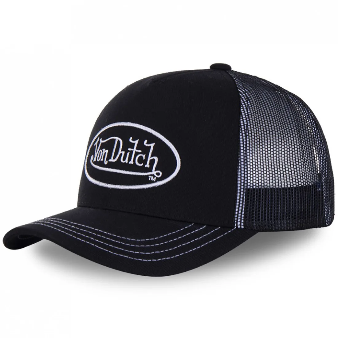 wholesalers Von European and American Style Dutch Trucker Hat Embroidered Alphabet Baseball Cap with Sunblock Mesh for Golf
