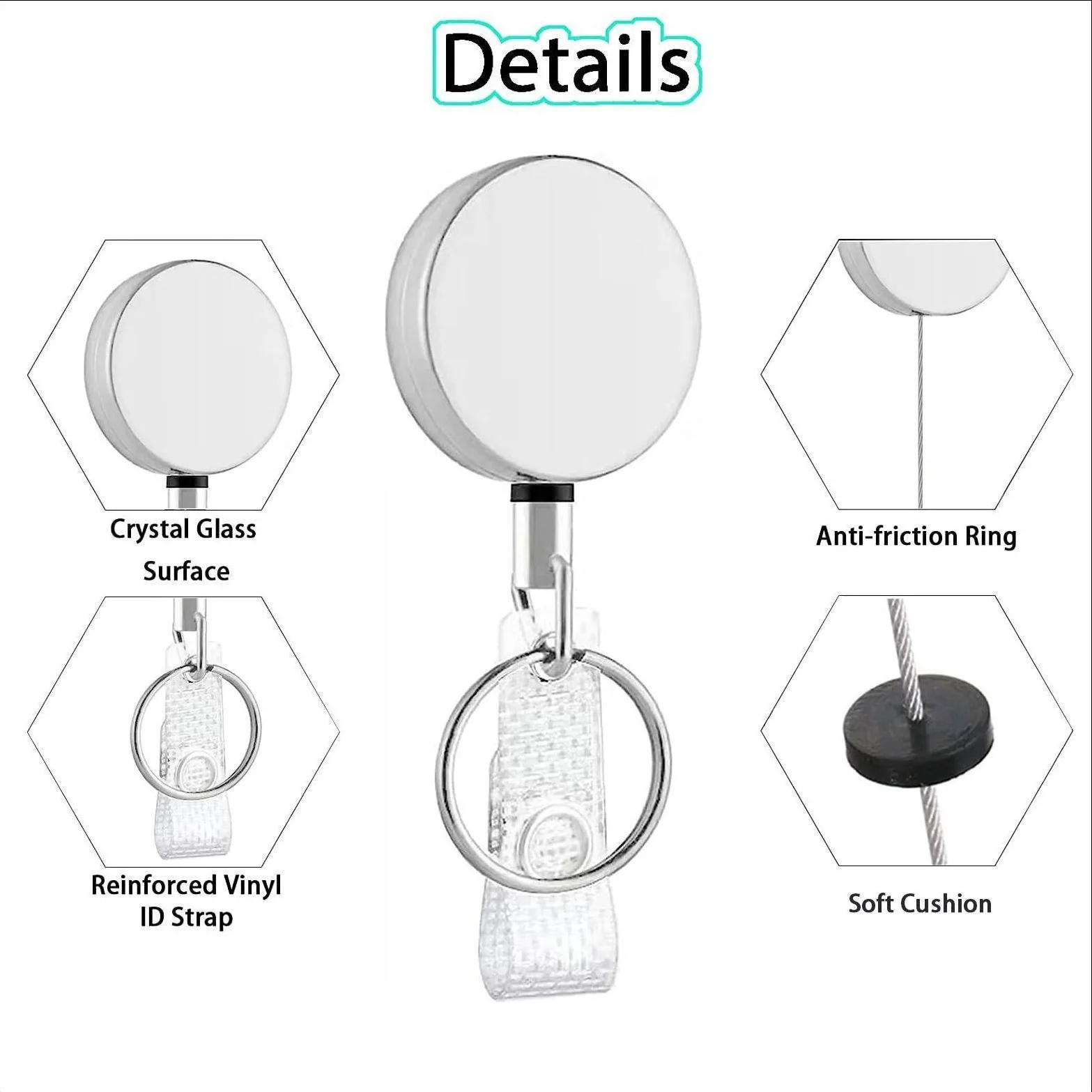 Retractable Metal Wire Keychain Pull Badge Reel ID Lanyard Name Tag Card Badge Holder Reels Recoil Chain Clips Outdoor keychain