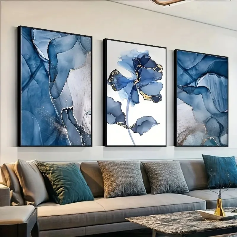 Guanjun 40*60cm Abstract art Geometric Rose L Frame painting Canvas decorative painting Blue Tide home decorative painting