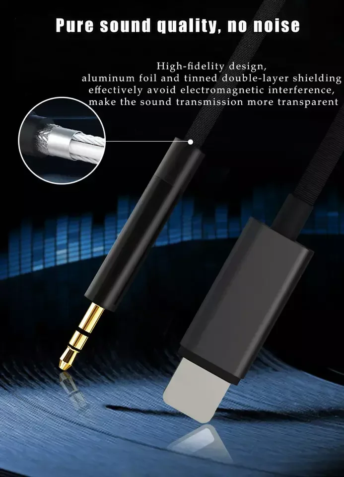 High quality 1m AUX Cable to Male 3.5mm Car Auxiliary Cable for iPhone