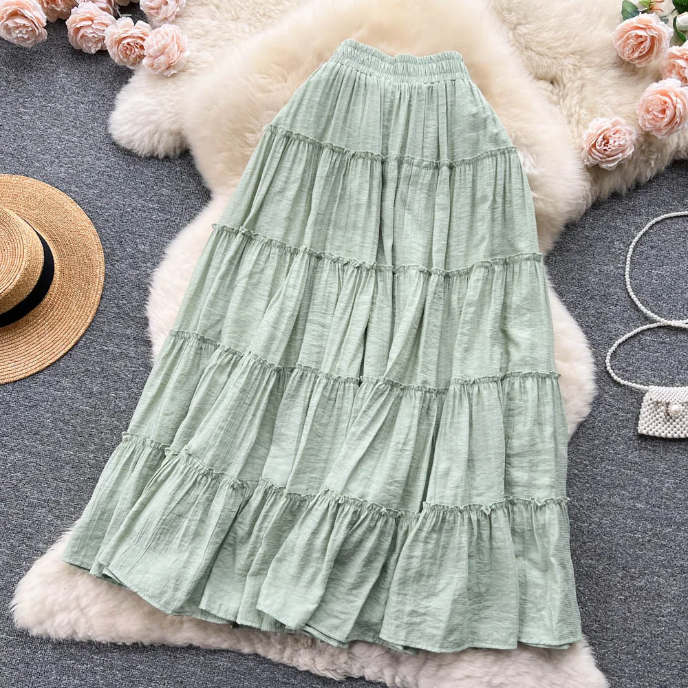 Мини-юбка женская 2023 новая Корейская Однотонная юбка средней длины на заказ