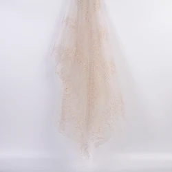 Custom net bridal 3d mesh french sequins tulle lace fabric for wedding dress