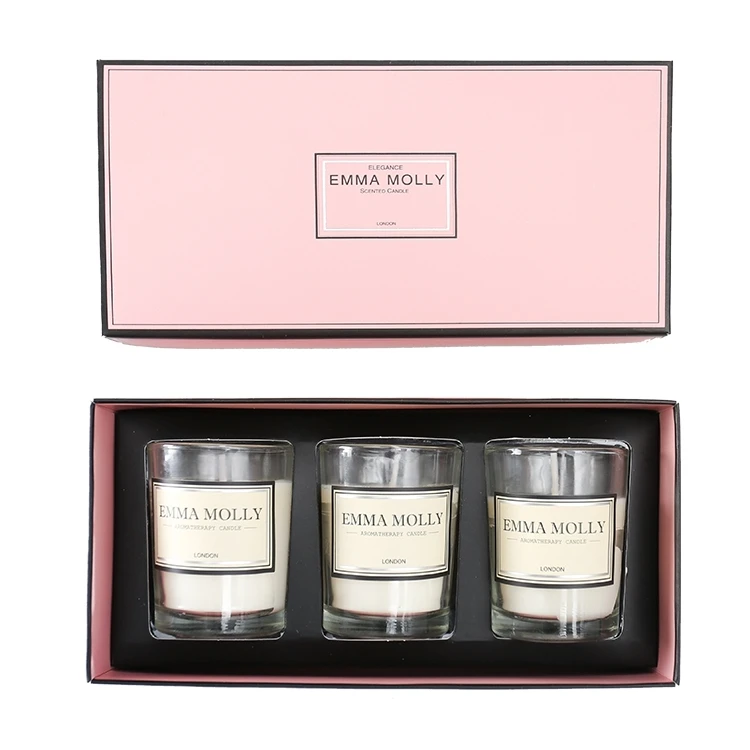wholesale unique customized size printing fashion foldable cardboard candle packaging containers with customized window ribbon