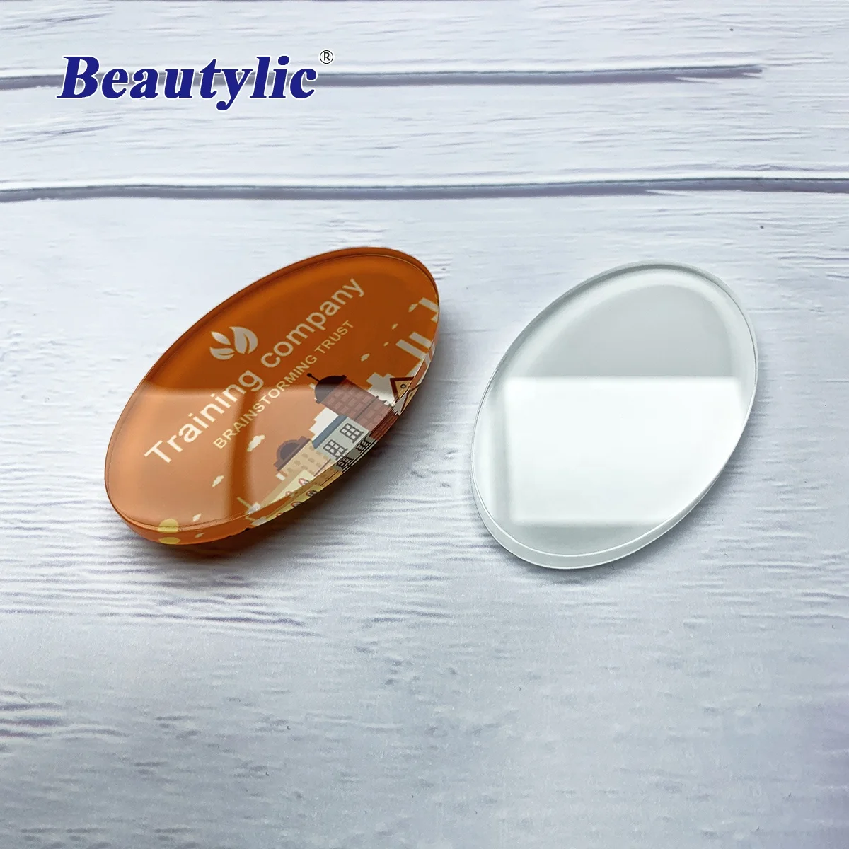 LS-ACN05 Sublimation Acrylic Name badge gloss white sublimation Beautylic flat acrylic heat transfer printing photo polished