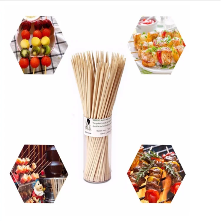 Custom Logo Length Disposable Round Wooden Fruit Skewer Barbecue Stick For BBQ Wholesale