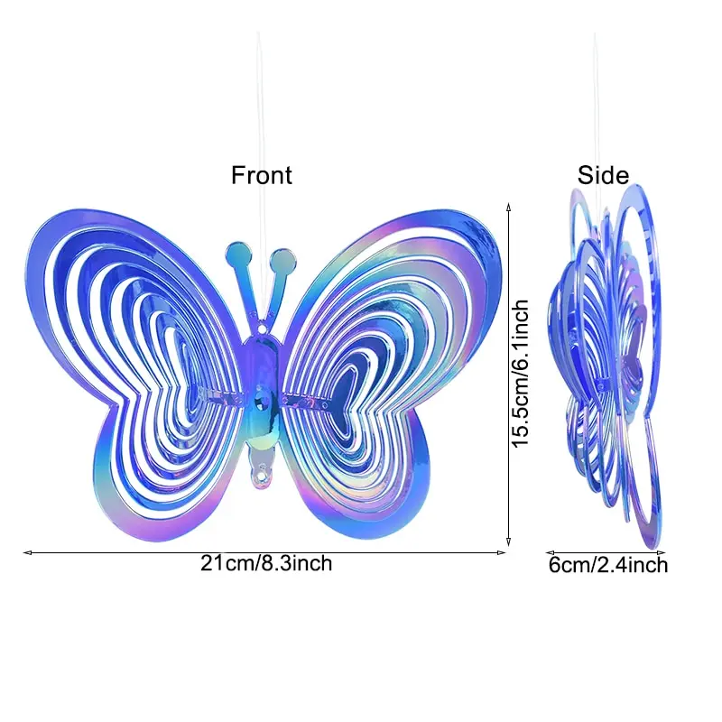 Heart Butterfly Wind Spinners Hanging Ornaments Bird Deterrent Sun Catcher Rotating Wind Chime Home Garden Outdoor Decorations