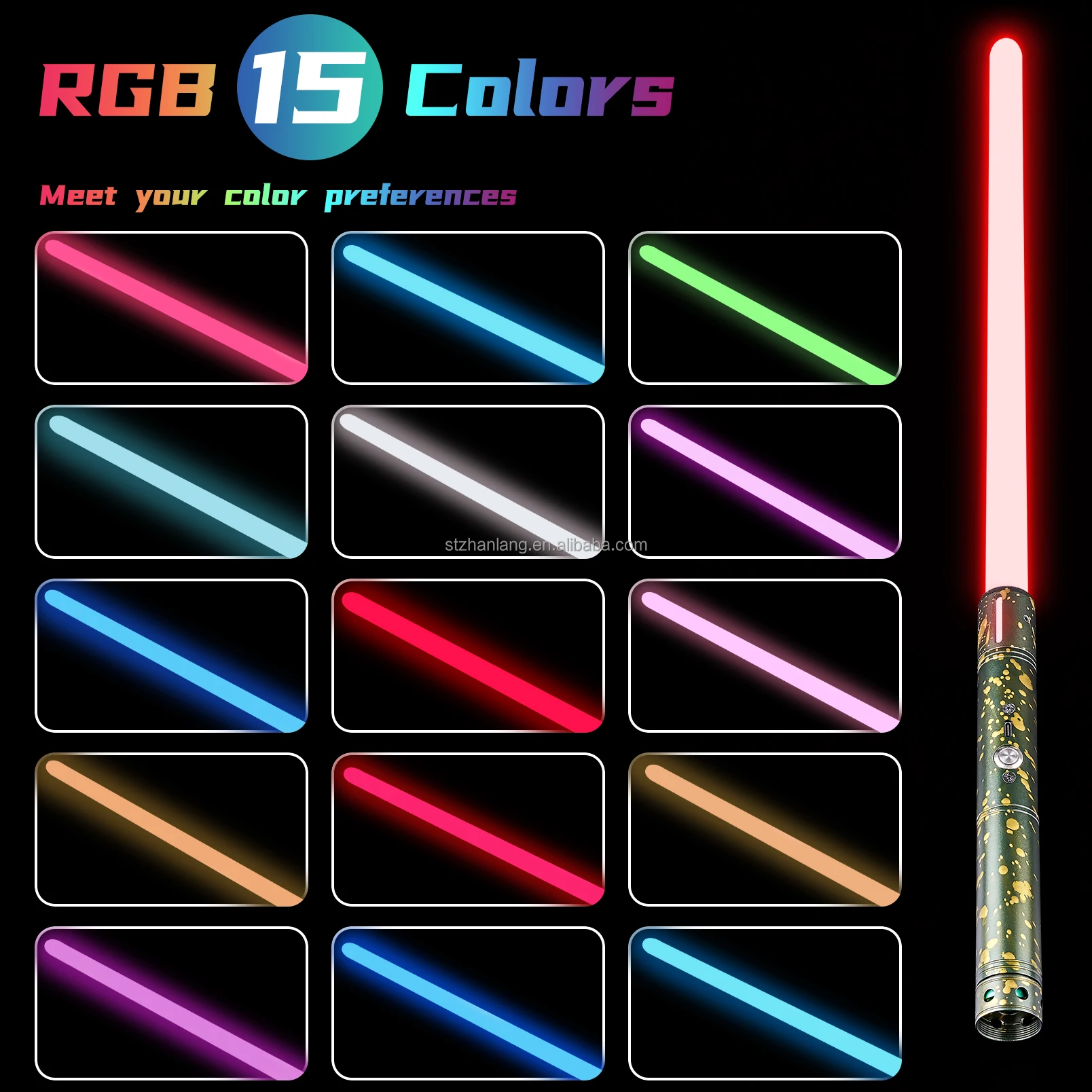 Warwolf 1pc EGW11-1 Wholesale Anakin Lightsaber RGB 15 Colors Metal LGT Lightsaber