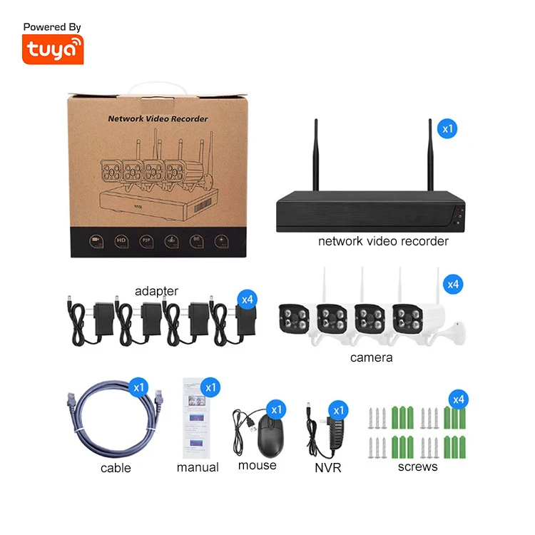 tuya NVR 4ch poe cctv home security set p2p 1080P HD 4/8 channel wifi wireless nvr kit