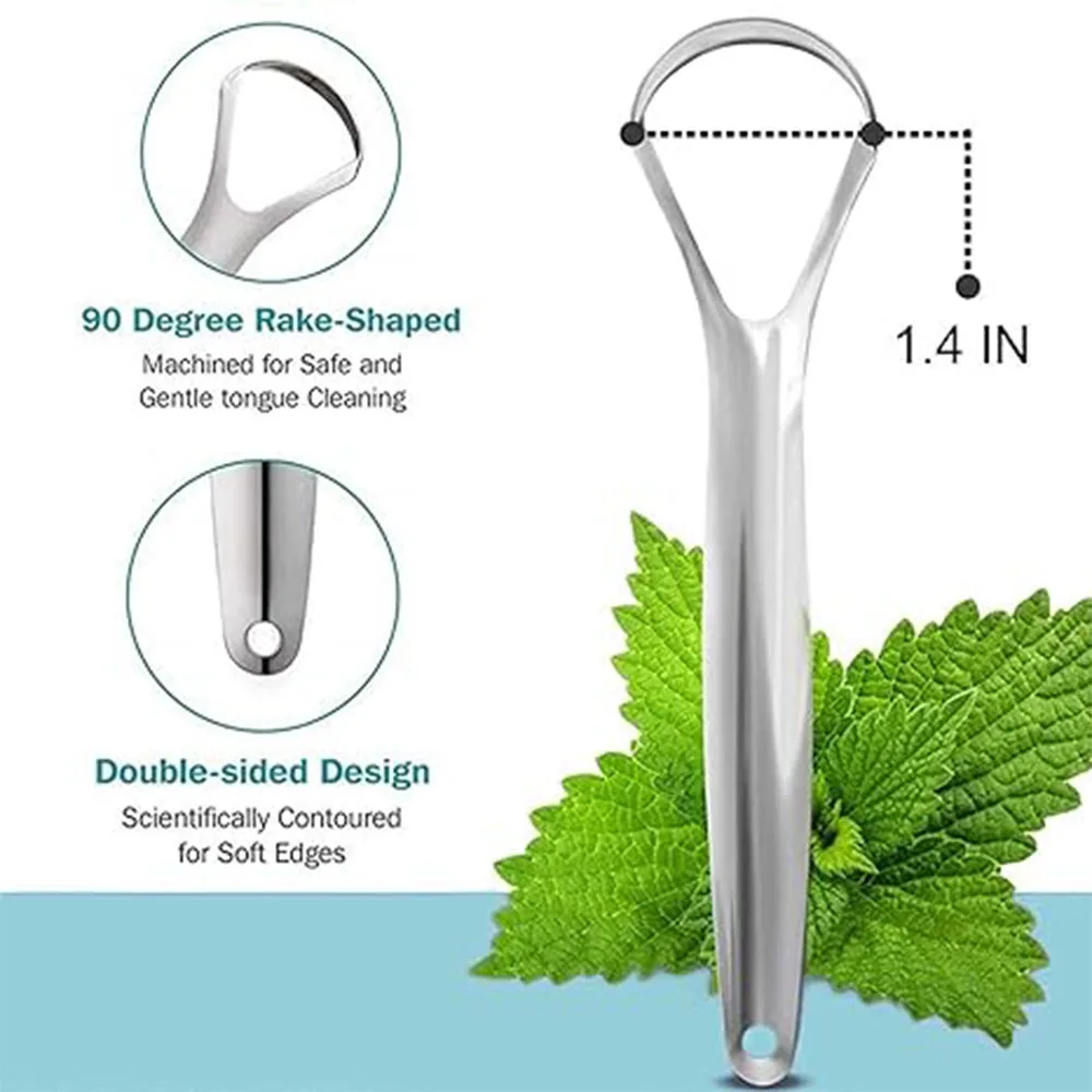 Stainless Steel Tongue Scraper with Case Mouth Cleaner to Remove Bad Breath Conveniently Packaged in Box
