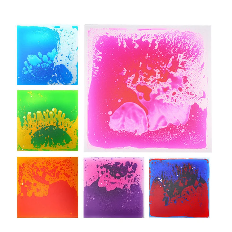50x50CM Vinyl translucent creative color flowing liquid sensory floor tiles toys
