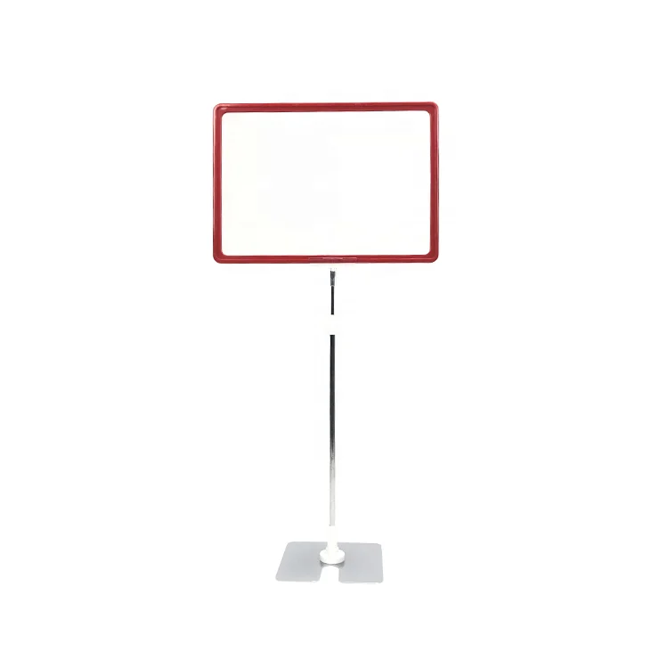 Adjustable Height Floor Metal Base Plastic Pop Advertising Sign Holder Poster Display Stand With A4 Frame