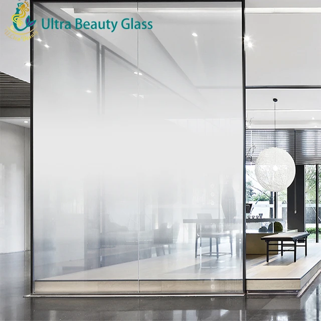 Glass Company Supply Gradient Frosted Acid Etched Privacy Protection Decorative Tempered Laminated Building Float Glass