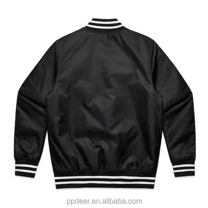 2021 новый стиль под заказ высококачественная черная нейлоновая атласная куртка-бомбер на молнии бейсбольная зимняя куртка для колледжа мужская