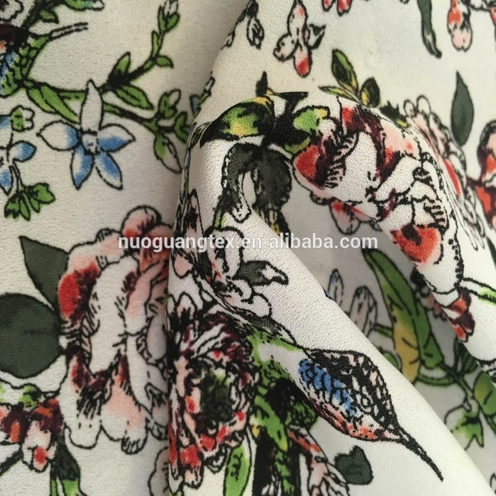 birds print design polyester dobby crepe /SS19 polyester printed dobby crepe /120GSM polyester printed moss crepe