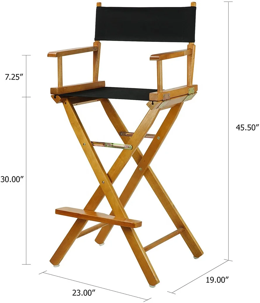 Сверхширокий стул для режиссера премиум-класса с черной рамкой из холста, стул для режиссера для макияжа из алюминия/массива дерева