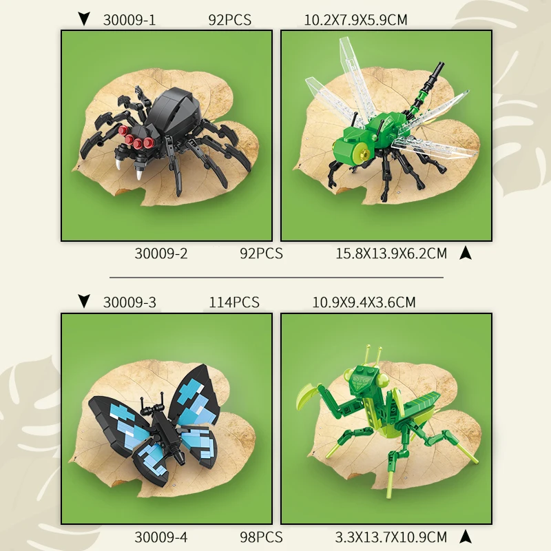 8 in 1 Kids Children Educational Assemble Bugs Toy Butterfly Mantis Beetle Dragonfly Insects Of The World Building Blocks Set