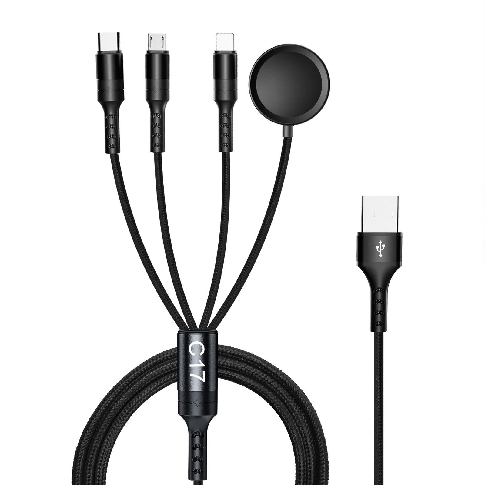  4 in 1 iWatch Charger cable for apple Watch Lighting USB-C & Micro USB