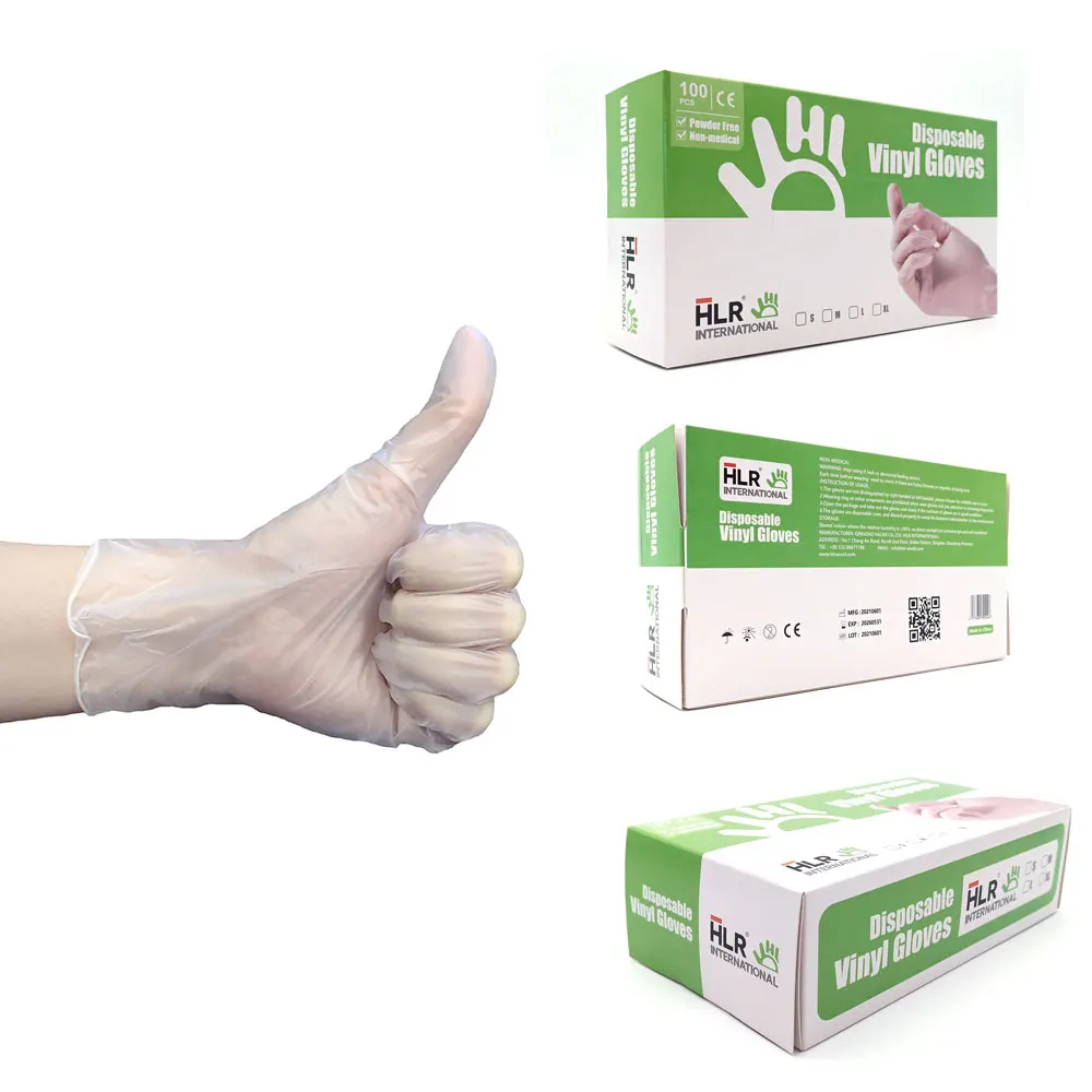 Дешевые одноразовые виниловые перчатки HLR из ПВХ
